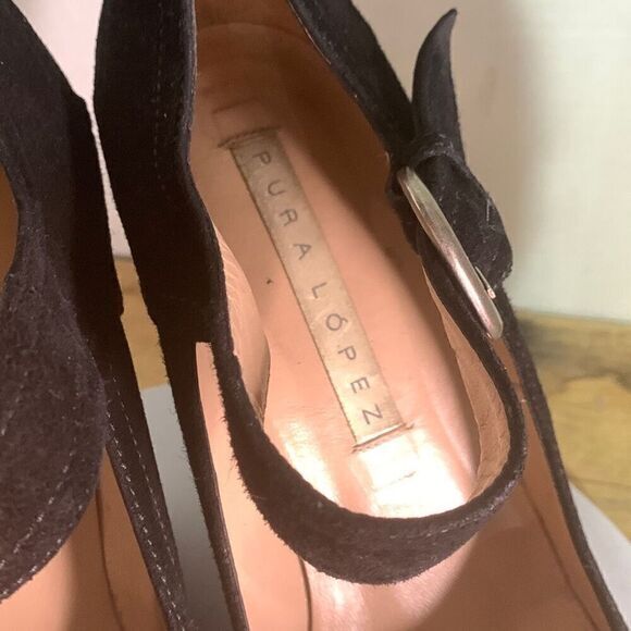 Pura lopez black suede platform wedge Mary Jane buckle fairy grunge - Picture 5 of 8